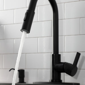 Continental LS8780CTL Single-Handle 1-Hole Deck Mount Pull-Down Sprayer Kitchen Faucet, Matte Black
