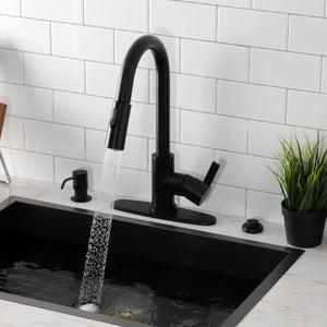 Continental LS8780CTL Single-Handle 1-Hole Deck Mount Pull-Down Sprayer Kitchen Faucet, Matte Black