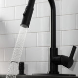 Continental LS8780CTL Single-Handle 1-Hole Deck Mount Pull-Down Sprayer Kitchen Faucet, Matte Black
