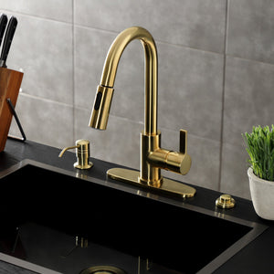 Continental LS8783CTL Single-Handle 1-Hole Deck Mount Pull-Down Sprayer Kitchen Faucet, Brushed Brass