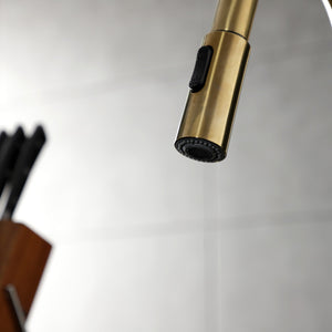 Continental LS8783CTL Single-Handle 1-Hole Deck Mount Pull-Down Sprayer Kitchen Faucet, Brushed Brass