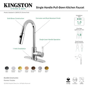 Continental LS8788CTL Single-Handle 1-Hole Deck Mount Pull-Down Sprayer Kitchen Faucet, Brushed Nickel