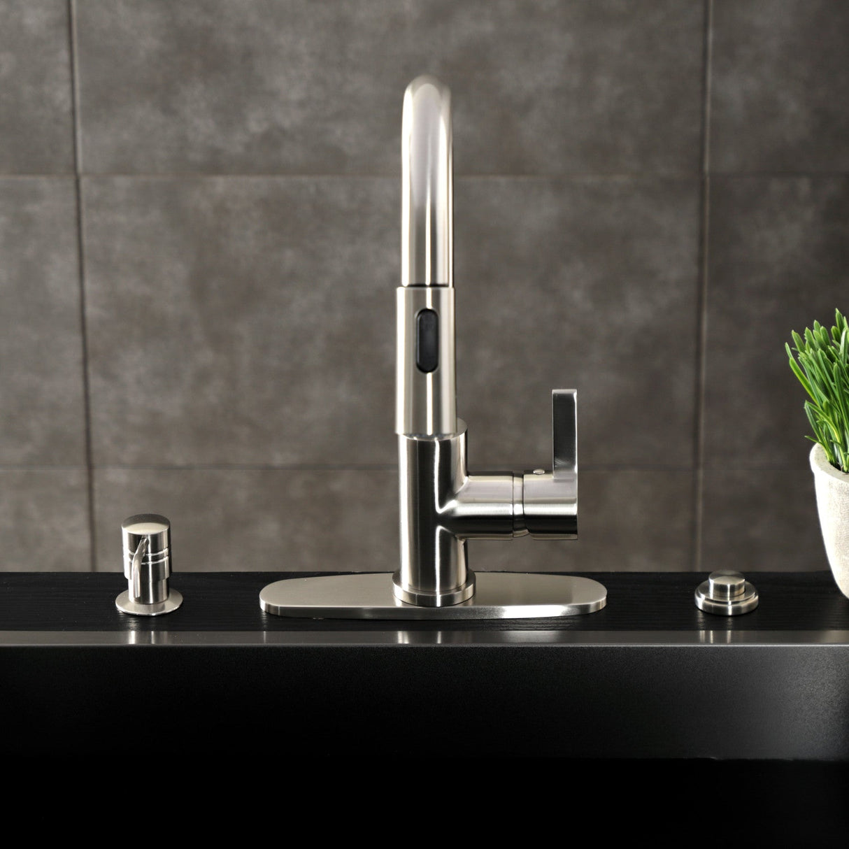 Continental LS8788CTL Single-Handle 1-Hole Deck Mount Pull-Down Sprayer Kitchen Faucet, Brushed Nickel