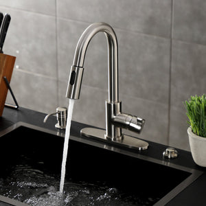 Continental LS8788CTL Single-Handle 1-Hole Deck Mount Pull-Down Sprayer Kitchen Faucet, Brushed Nickel
