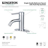 Concord LSF8220DL Single-Handle 1-Hole Deck Mount Bathroom Faucet with Push Pop-Up, Matte Black