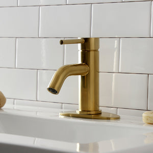 Concord LSF8223DL Single-Handle 1-Hole Deck Mount Bathroom Faucet with Push Pop-Up, Brushed Brass