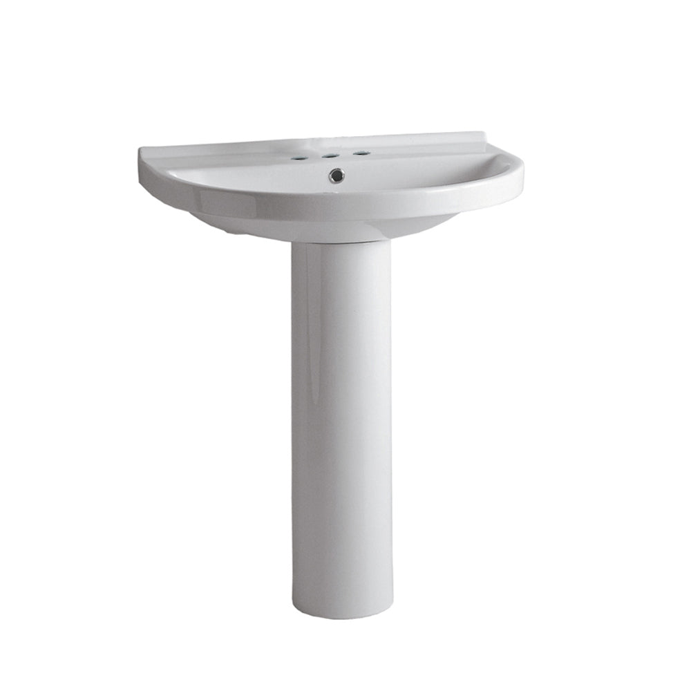 Isabella Collection U-Shaped, Tubular Pedestal Sink with Widespread Faucet Driliing