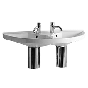 Isabella Collection Large U-Shaped Wall Mount Double Basin with Chrome Overflows