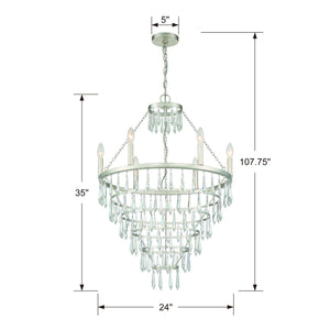 Lucille 6 Light Antique Silver Chandelier LUC-A9066-SA
