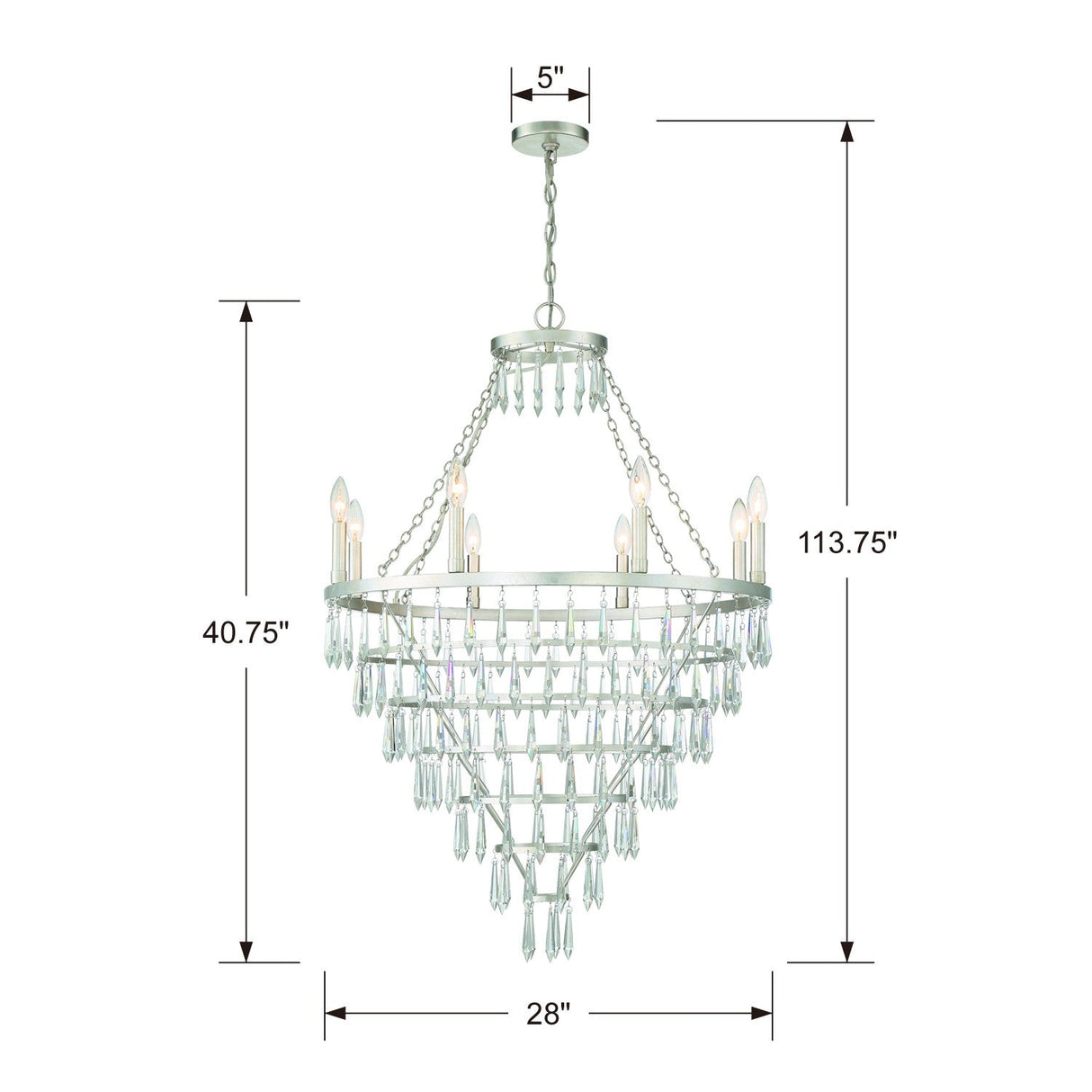 Lucille 8 Light Antique Silver Chandelier LUC-A9068-SA