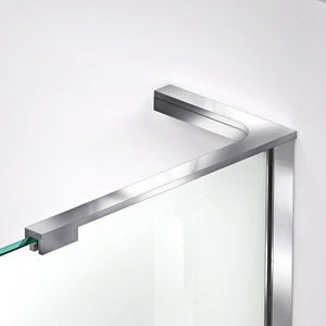 DreamLine Prism Plus 38 in. x 74 3/4 in. Frameless Neo-Angle Shower Enclosure in Chrome with Black Base