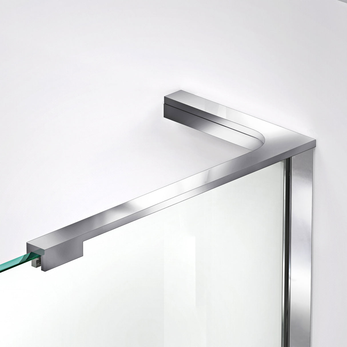 DreamLine Prism Plus 40 in. x 74 3/4 in. Frameless Neo-Angle Shower Enclosure in Chrome with White Base