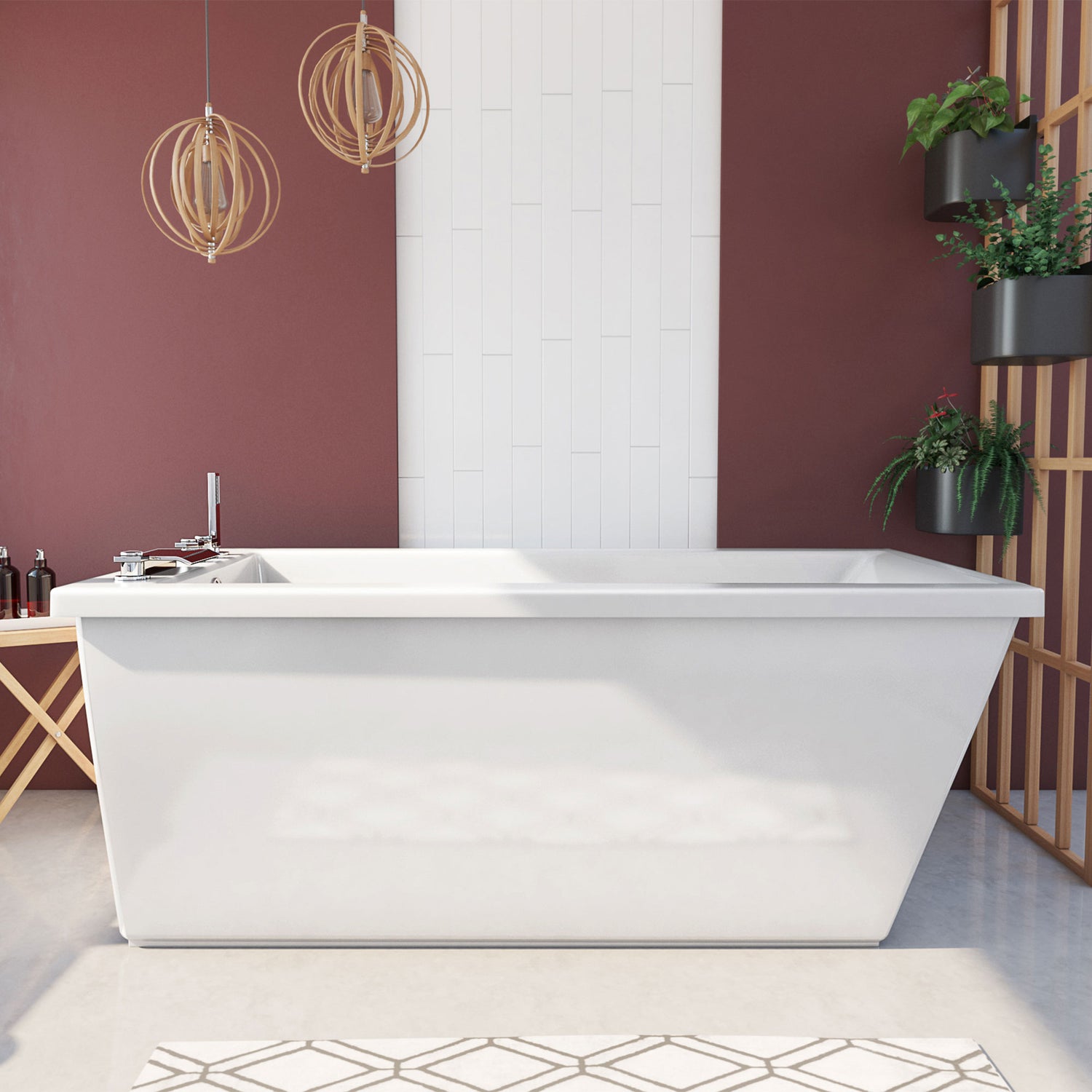 DreamLine Levantine 60 in. L x 23 in. H White Acrylic Freestanding Bathtub
