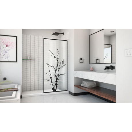 DreamLine Linea Blossom 34 in. W x 72 in. H Single Panel Frameless Shower Door, Open Entry Design in Satin Black