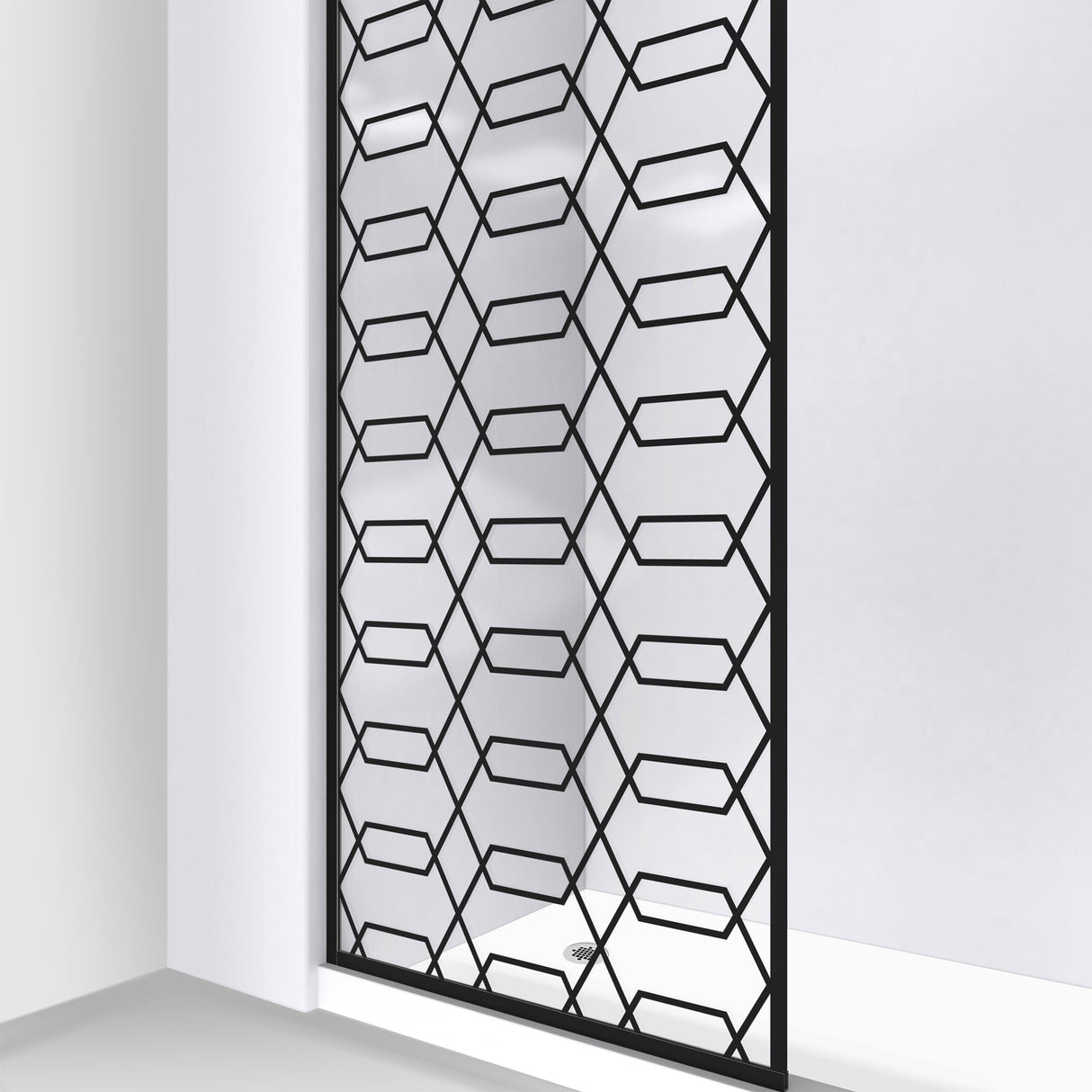 DreamLine Linea Maze 34 in. W x 72 in. H Single Panel Frameless Shower Door, Open Entry Design in Satin Black