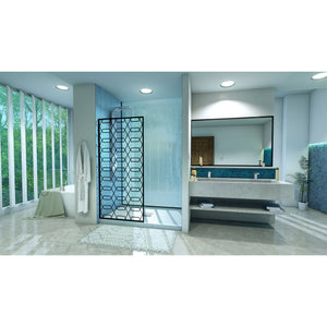 DreamLine Linea Maze 34 in. W x 72 in. H Single Panel Frameless Shower Door, Open Entry Design in Satin Black