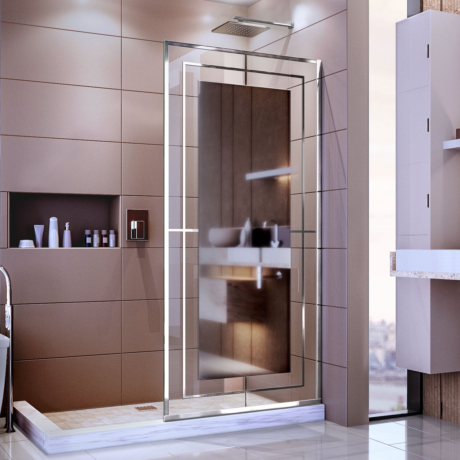 DreamLine Linea Mira 34 in. W x 72 in. H Single Panel Frameless Shower Screen in Polished Stainless Steel