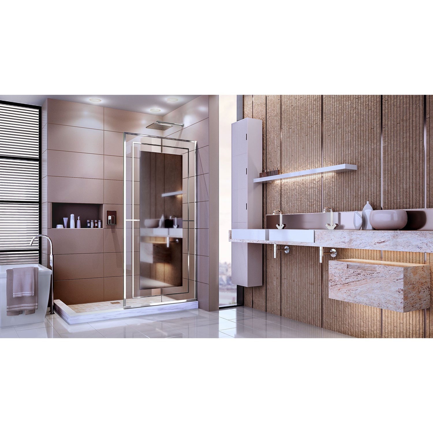 DreamLine Linea Mira 34 in. W x 72 in. H Single Panel Frameless Shower Screen in Polished Stainless Steel