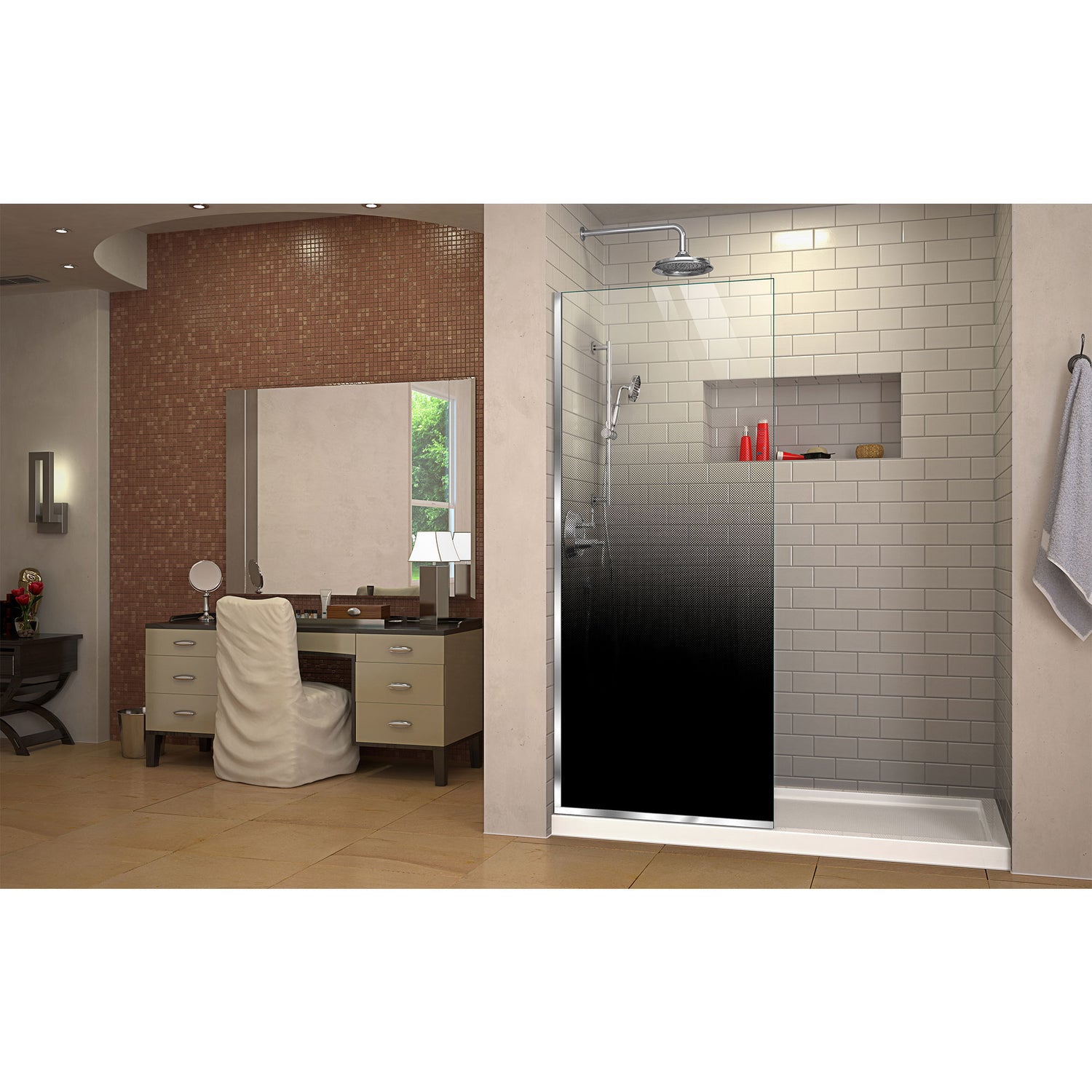 DreamLine Linea Ombre 34 in. W x 72 in. H Single Panel Frameless Shower Screen in Chrome