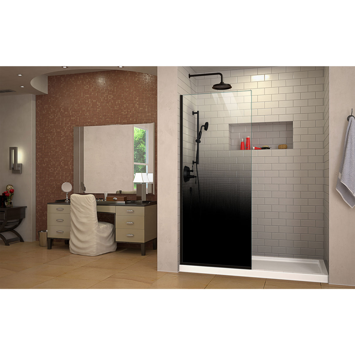 DreamLine Linea Ombre 34 in. W x 72 in. H Single Panel Frameless Shower Screen in Satin Black