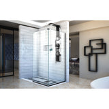 DreamLine Linea Two Adjacent Frameless Shower Screens 34 in. W x 72 in. H each, Open Entry Design in Satin Black