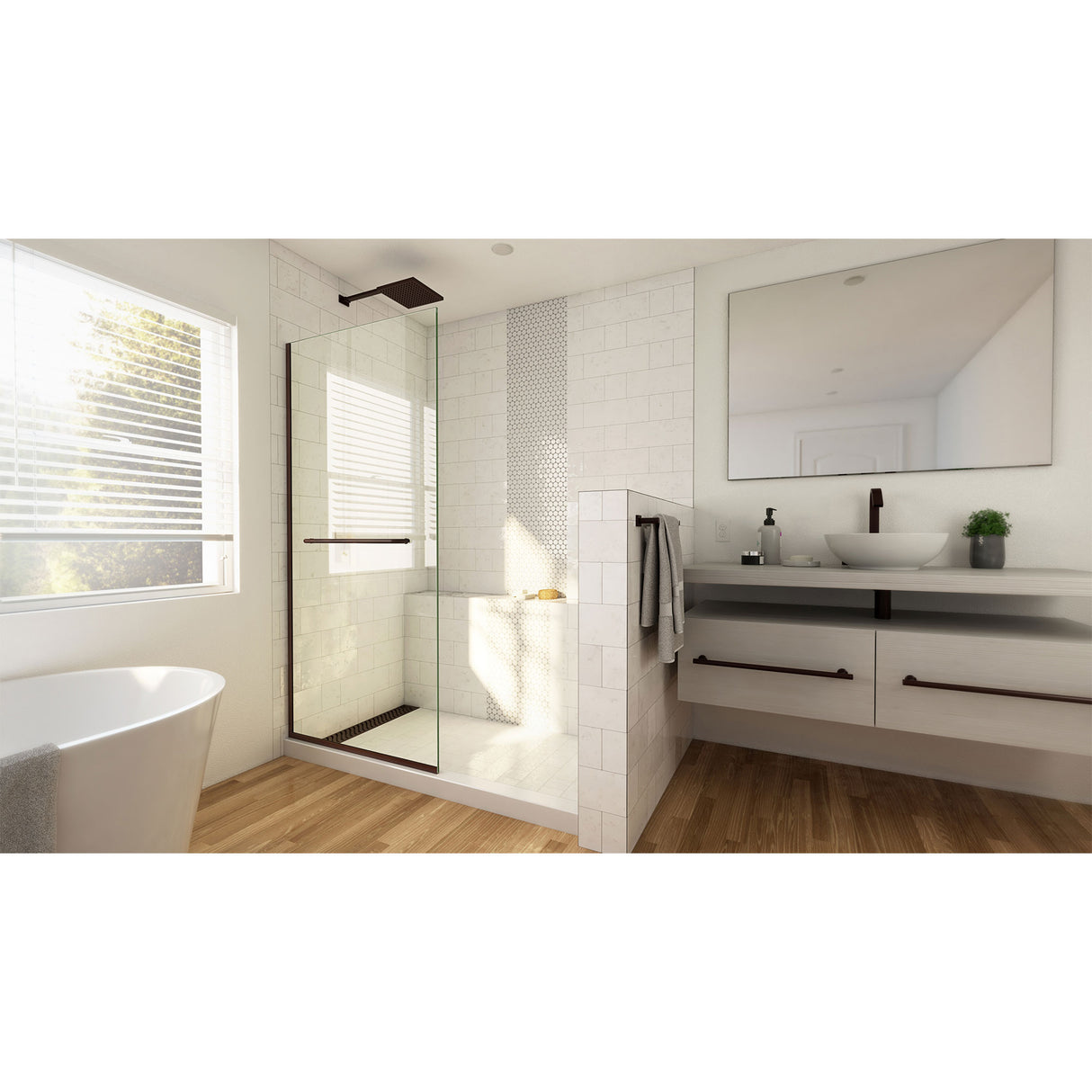 DreamLine Linea 34 in. W x 72 in. H Frameless Shower Screen in Oil Rubbed Bronze