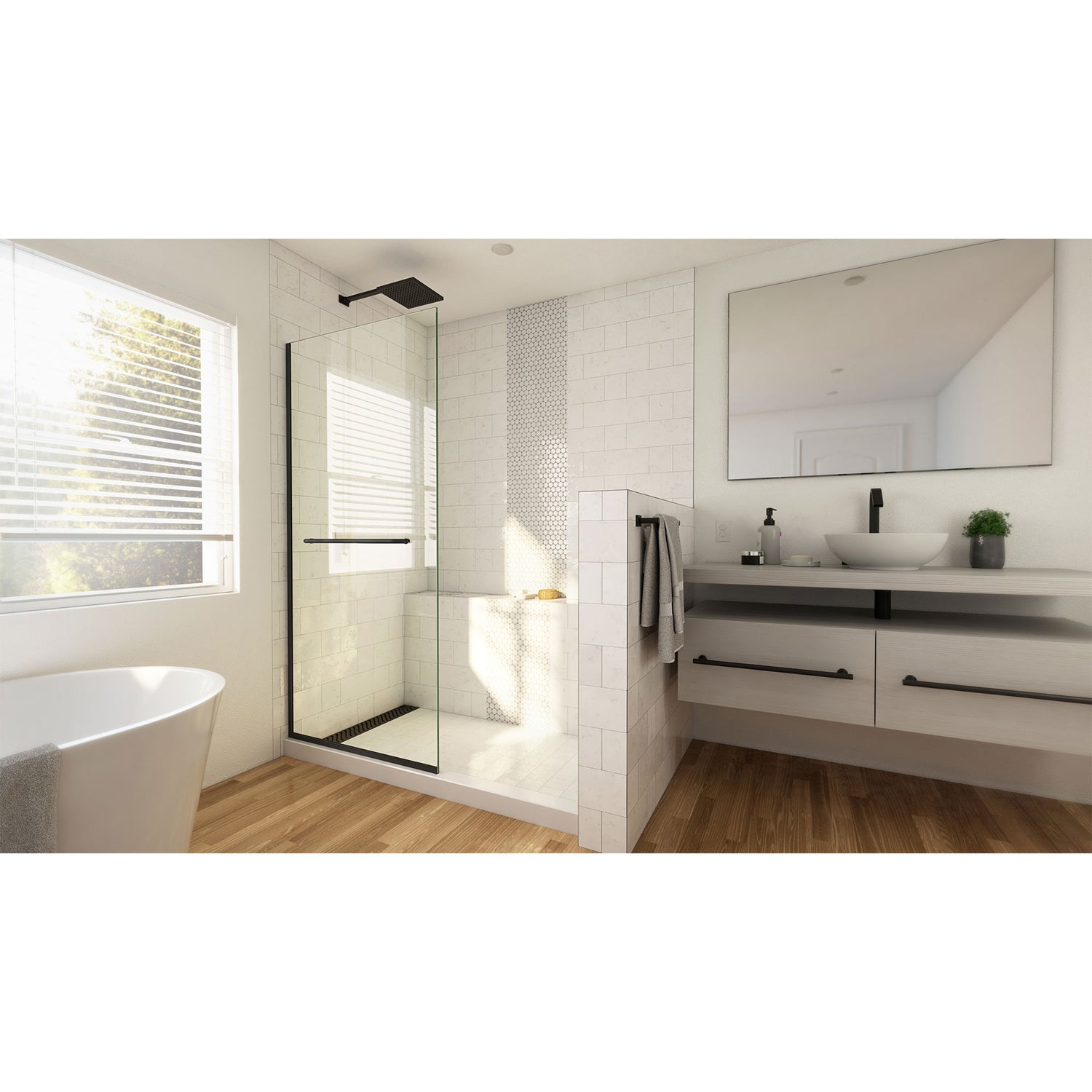 DreamLine Linea 30 in. W x 72 in. H Frameless Shower Screen in Satin Black