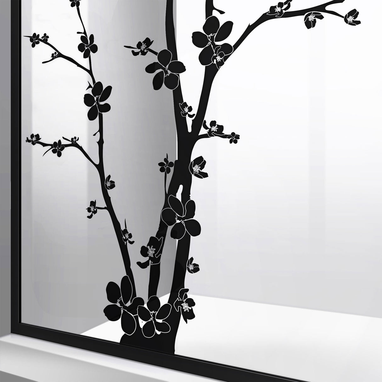 DreamLine Linea Blossom 34 in. W x 72 in. H Single Panel Frameless Shower Door, Open Entry Design in Satin Black