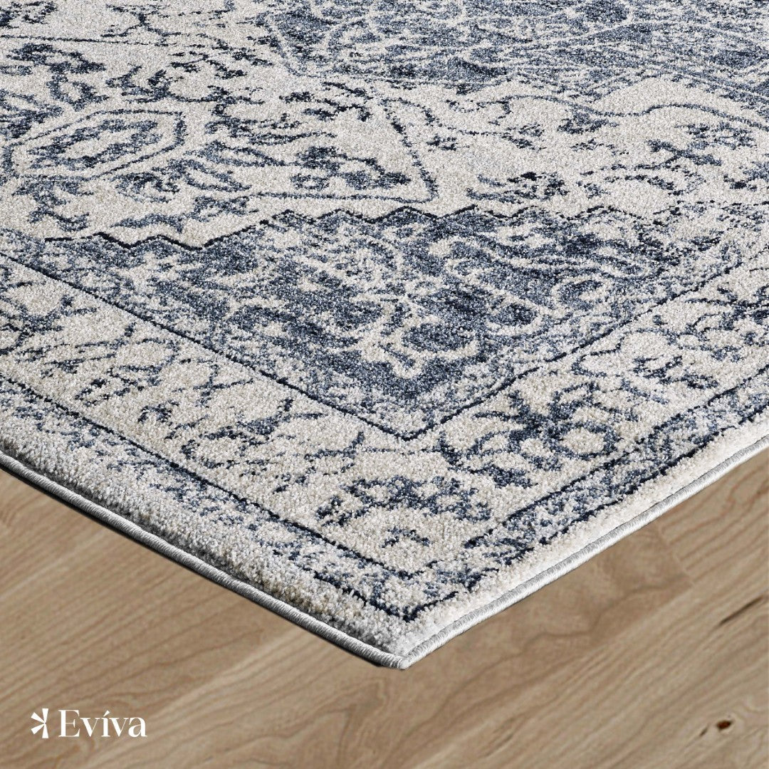 Eviva Venus 2' x 8' Geometric Blue/Cream Rug