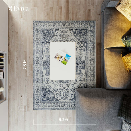Eviva Venus 5' x 7' Geometric Blue/Cream Rug