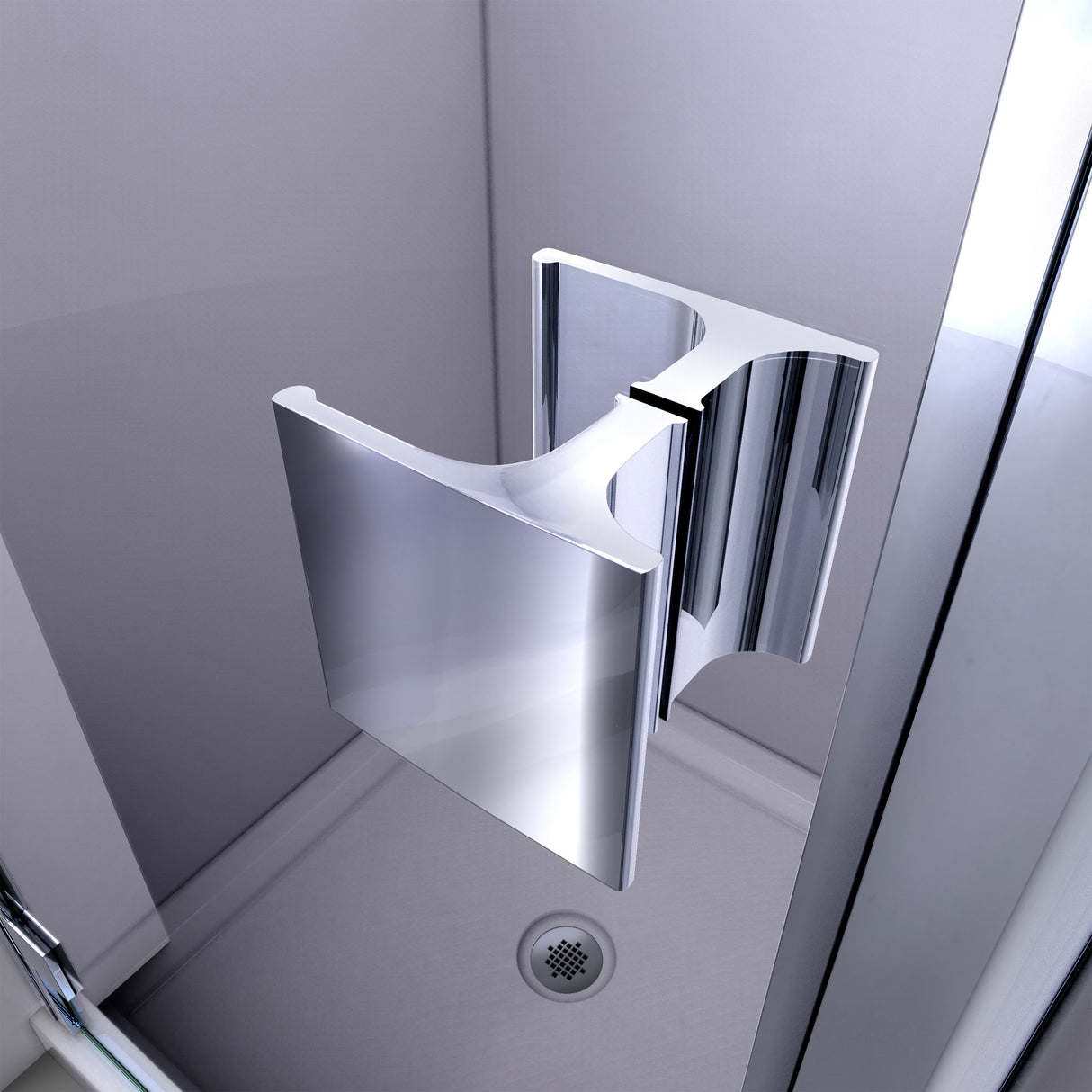 DreamLine Lumen 42 in. D x 42 in. W by 74 3/4 in. H Hinged Shower Door in Chrome with White Acrylic Base Kit