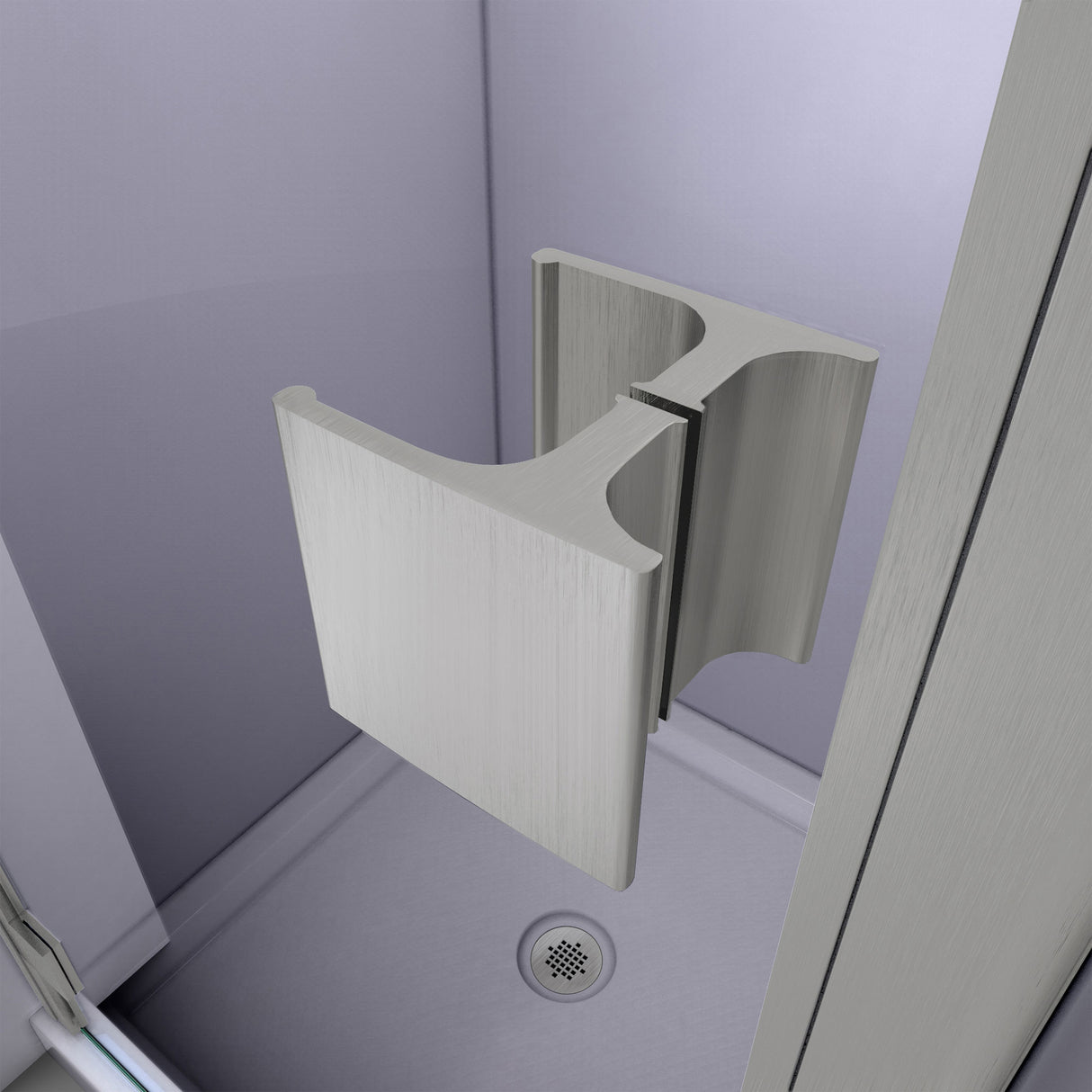 DreamLine Lumen 34 in. D x 42 in. W by 74 3/4 in. H Hinged Shower Door in Brushed Nickel with Biscuit Acrylic Base Kit