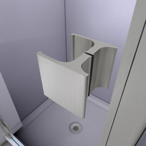 DreamLine Lumen 32 in. D x 42 in. W by 74 3/4 in. H Hinged Shower Door in Brushed Nickel with Black Acrylic Base Kit