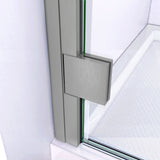 DreamLine Lumen 32 in. D x 42 in. W by 74 3/4 in. H Hinged Shower Door in Brushed Nickel with White Acrylic Base Kit