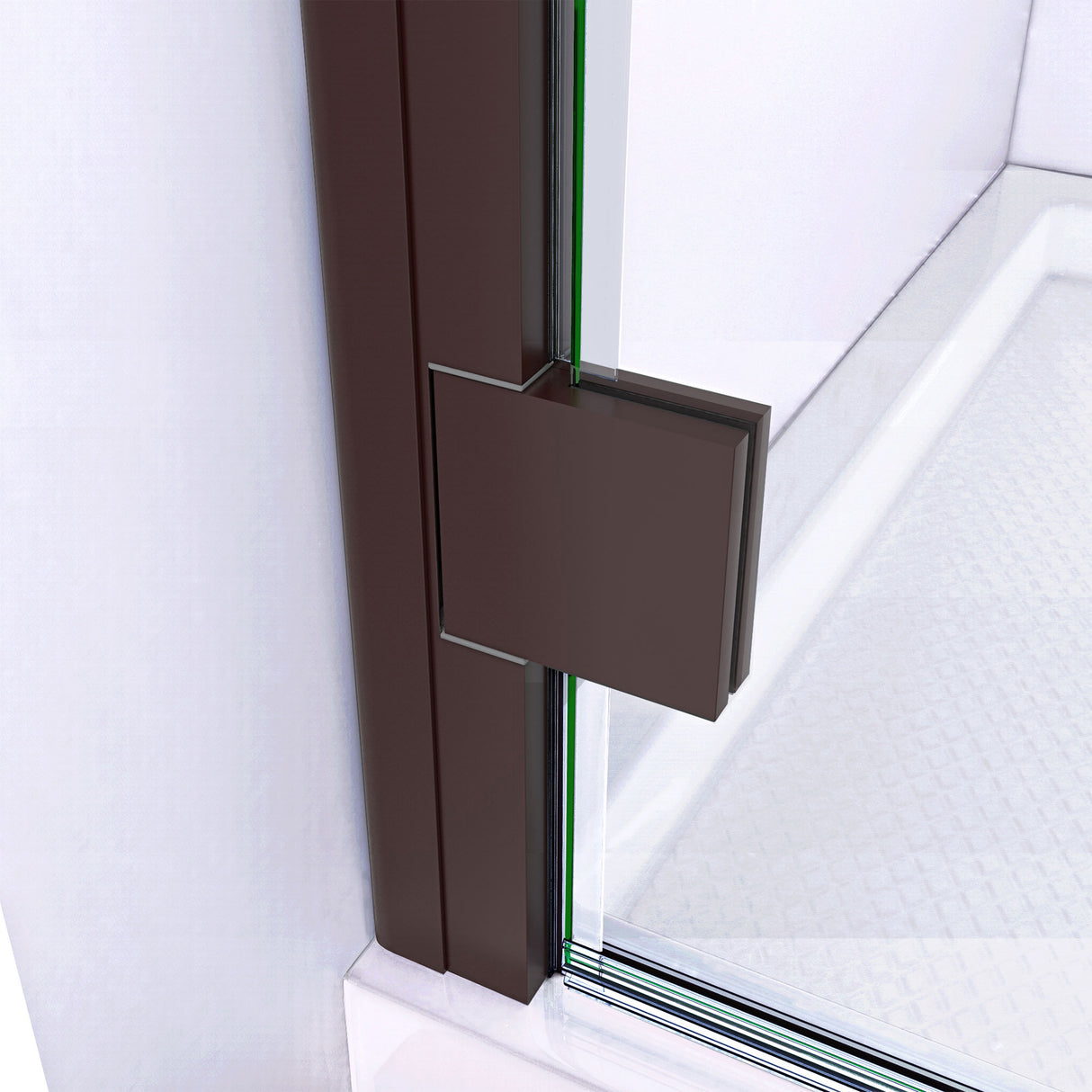DreamLine Lumen 42 in. D x 42 in. W by 74 3/4 in. H Hinged Shower Door in Oil Rubbed Bronze with Biscuit Acrylic Base Kit