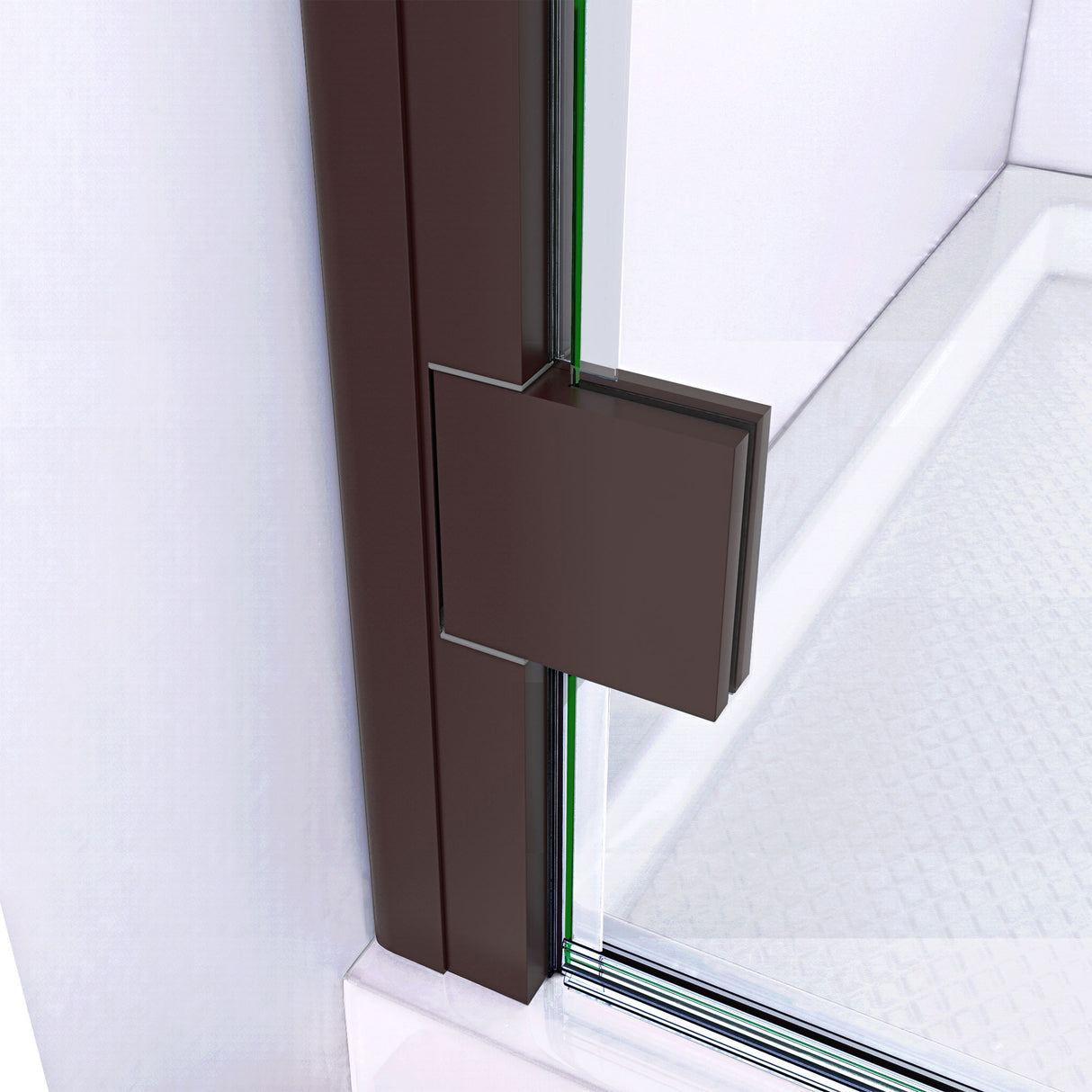 DreamLine Lumen 32 in. D x 42 in. W by 74 3/4 in. H Hinged Shower Door in Oil Rubbed Bronze with Biscuit Acrylic Base Kit
