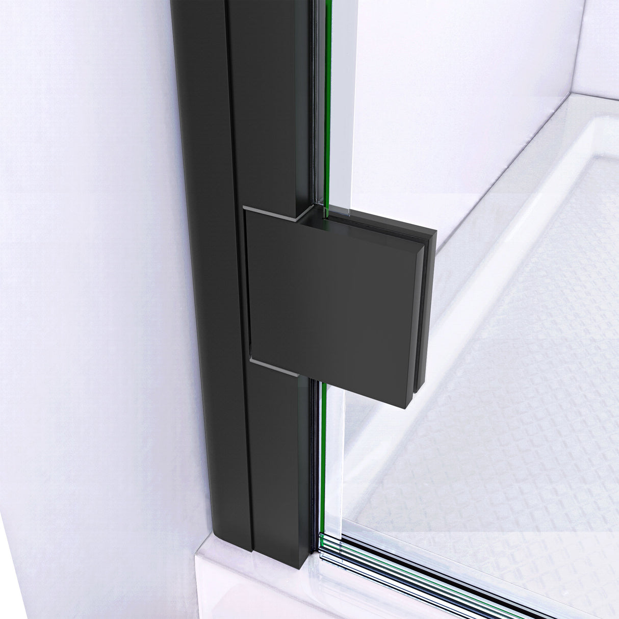 DreamLine Lumen 32 in. D x 42 in. W by 74 3/4 in. H Hinged Shower Door in Satin Black with Biscuit Acrylic Base Kit