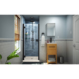 DreamLine Lumen 42 in. D x 42 in. W by 74 3/4 in. H Hinged Shower Door in Satin Black with Biscuit Acrylic Base Kit