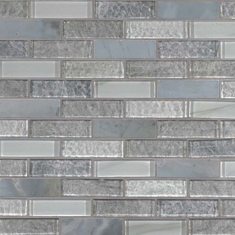 Lupano 11.63 x 11.72 glass stone blend mesh mounted mosaic tile 1 x 3 SMOT-SGLS-LUPA8MM product shot multiple tiles angle view