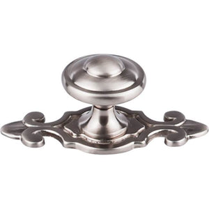 Top Knobs M2134 Canterbury Knob 1 1/4 Inch w/Backplate - Brushed Satin Nickel