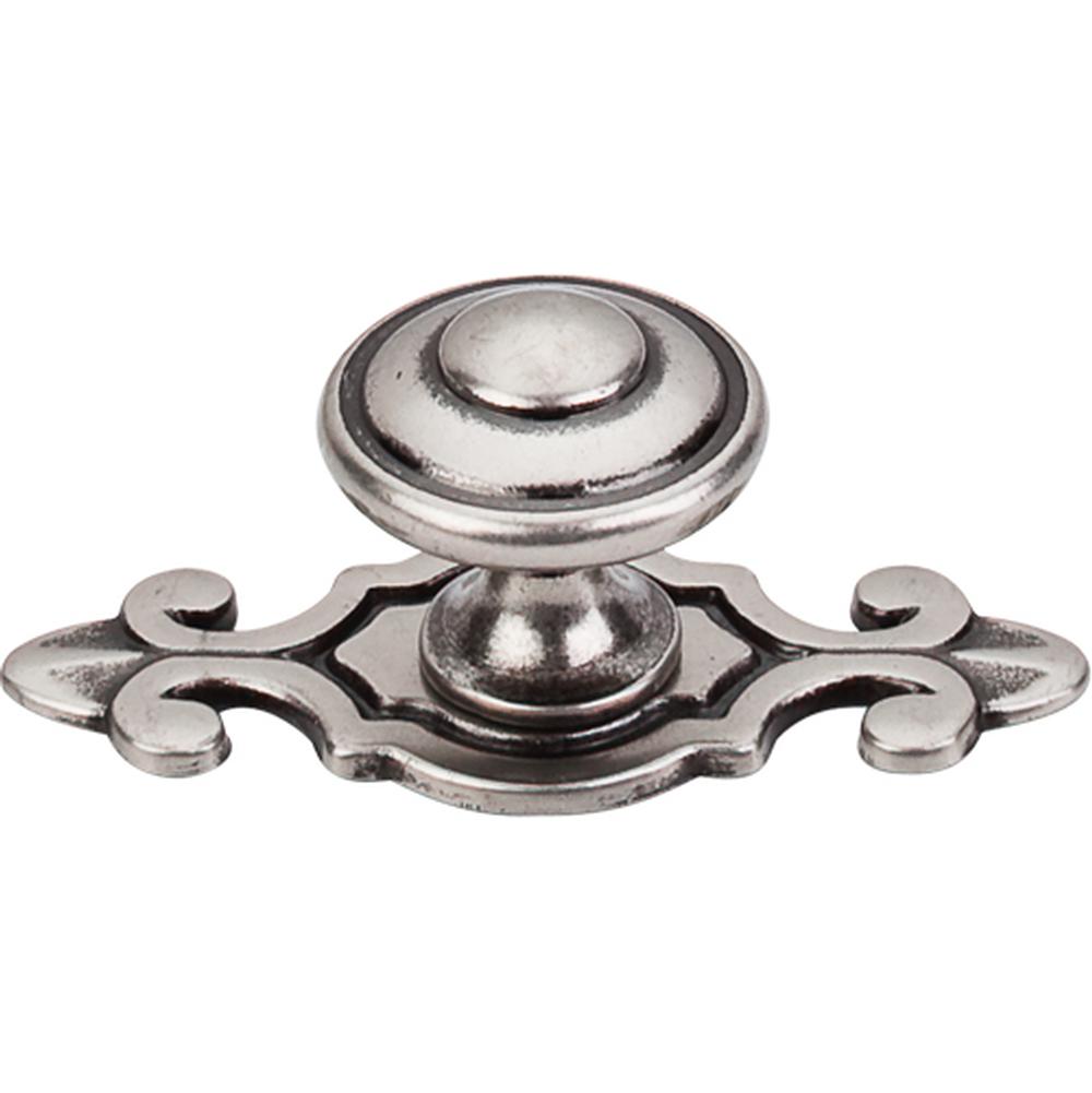 Top Knobs M464 Canterbury Knob 1 1/4" w/Backplate - Pewter Antique