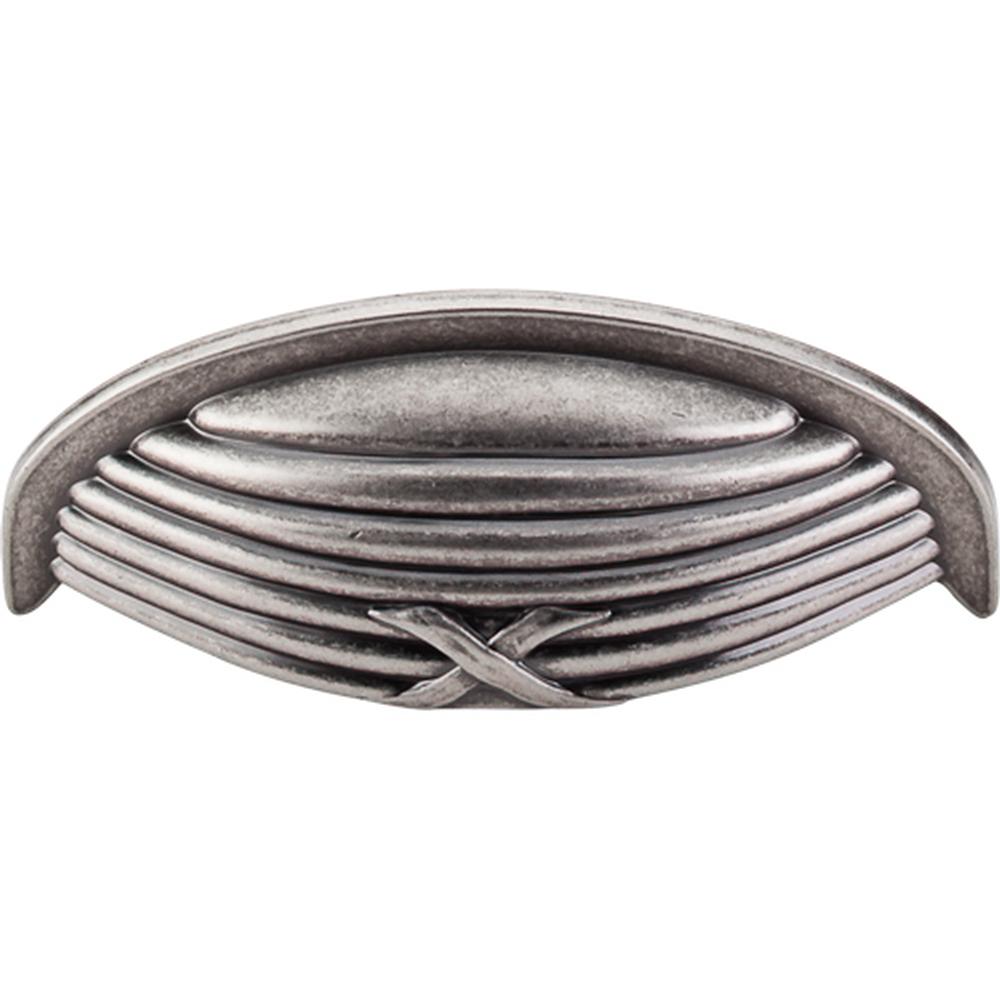 Top Knobs M938 Ribbon &amp; Reed Cup Pull 3" - Pewter Antique