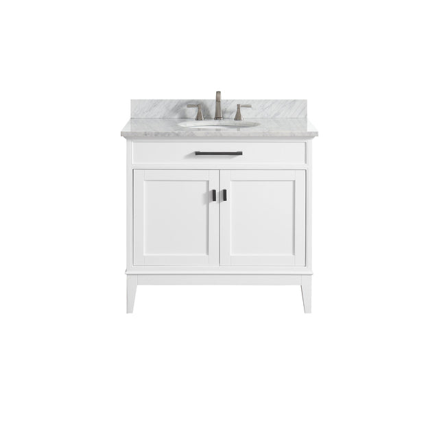 Avanity Madison 37 in. Vanity in White finish with Carrara White Marble Top