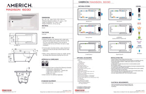 Americh MA6030TA5-BI Madison 6030 - Tub Only / Airbath 5 - Biscuit