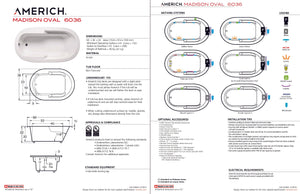 Americh OM6036TA5-BI Madison Oval 6036 - Tub Only / Airbath 5 - Biscuit