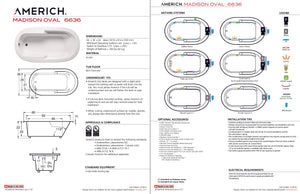 Americh OM6636TA5-BI Madison Oval 6636 - Tub Only / Airbath 5 - Biscuit