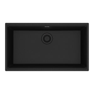 FRANKE MAG11029-ONY Maris Undermount 31-in x 17.81-in Granite Single Bowl Kitchen Sink in Onyx In Onyx