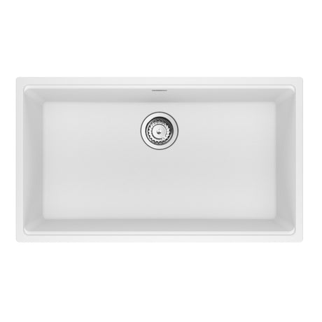 FRANKE MAG11029-PWT-S Maris Undermount 31-in x 17.81-in Granite Single Bowl Kitchen Sink in Polar White In Polar White