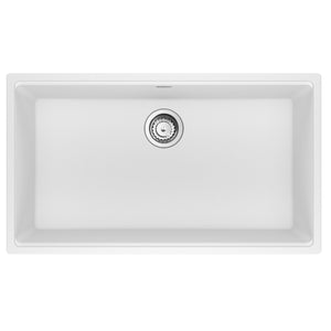 FRANKE MAG11031-PWT-S Maris Undermount 33-in x 18.94-in Granite Single Bowl Kitchen Sink in Polar White In Polar White