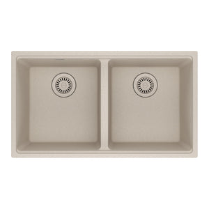 FRANKE MAG1201414-CHA Maris Undermount 31-in x 17.81-in Granite Double Bowl Kitchen Sink in Champagne In Champagne
